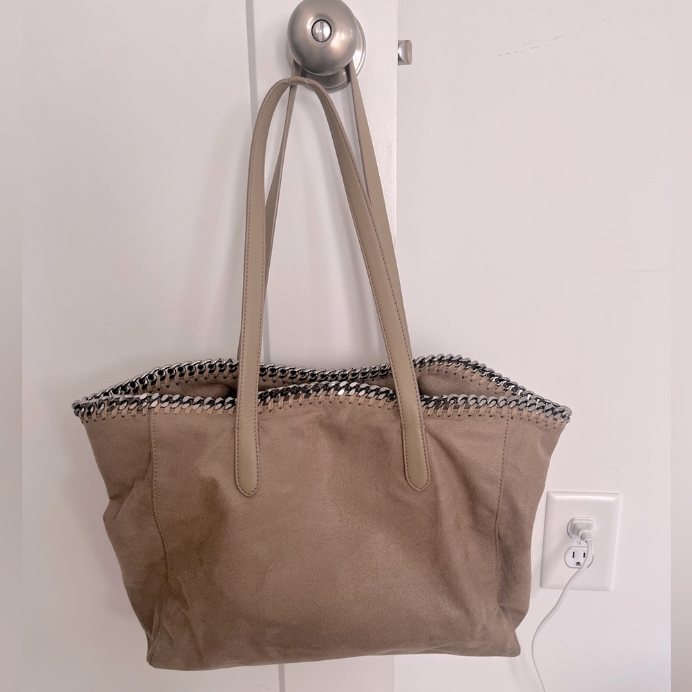 Stella McCartney beige vegan suede chain link tote
